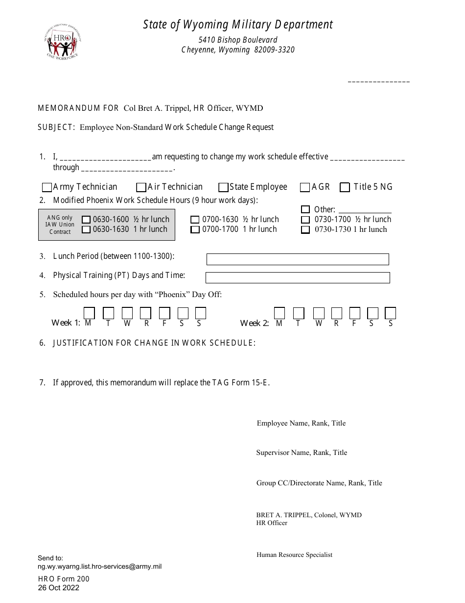 HRO Form 200 - Fill Out, Sign Online and Download Fillable PDF, Wyoming ...