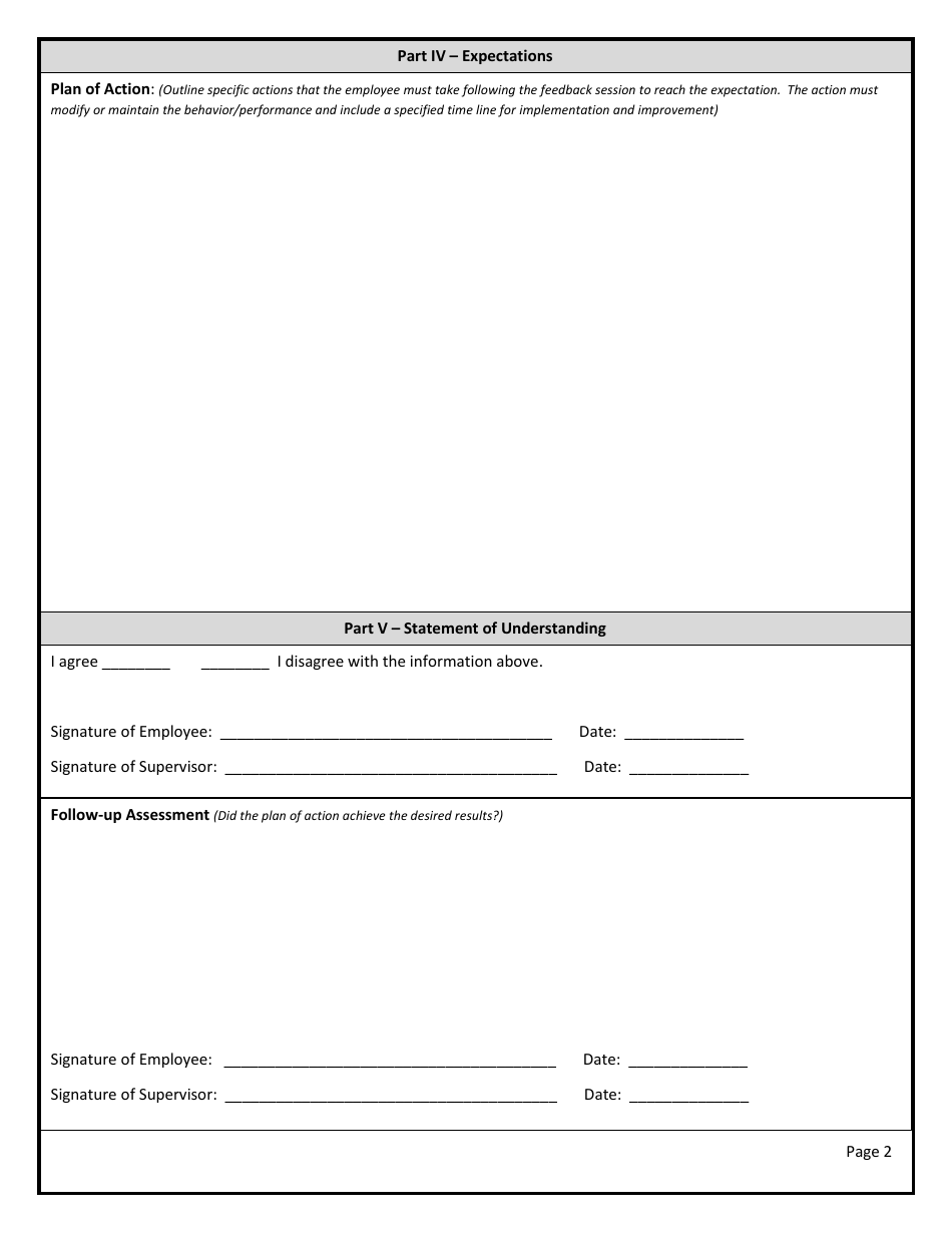 HRO Form 301 Employee Conduct / Performance Feedback Form - Wyoming, Page 2