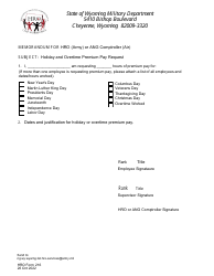 Document preview: HRO Form 216 Holiday and Overtime Premium Pay Request - Wyoming