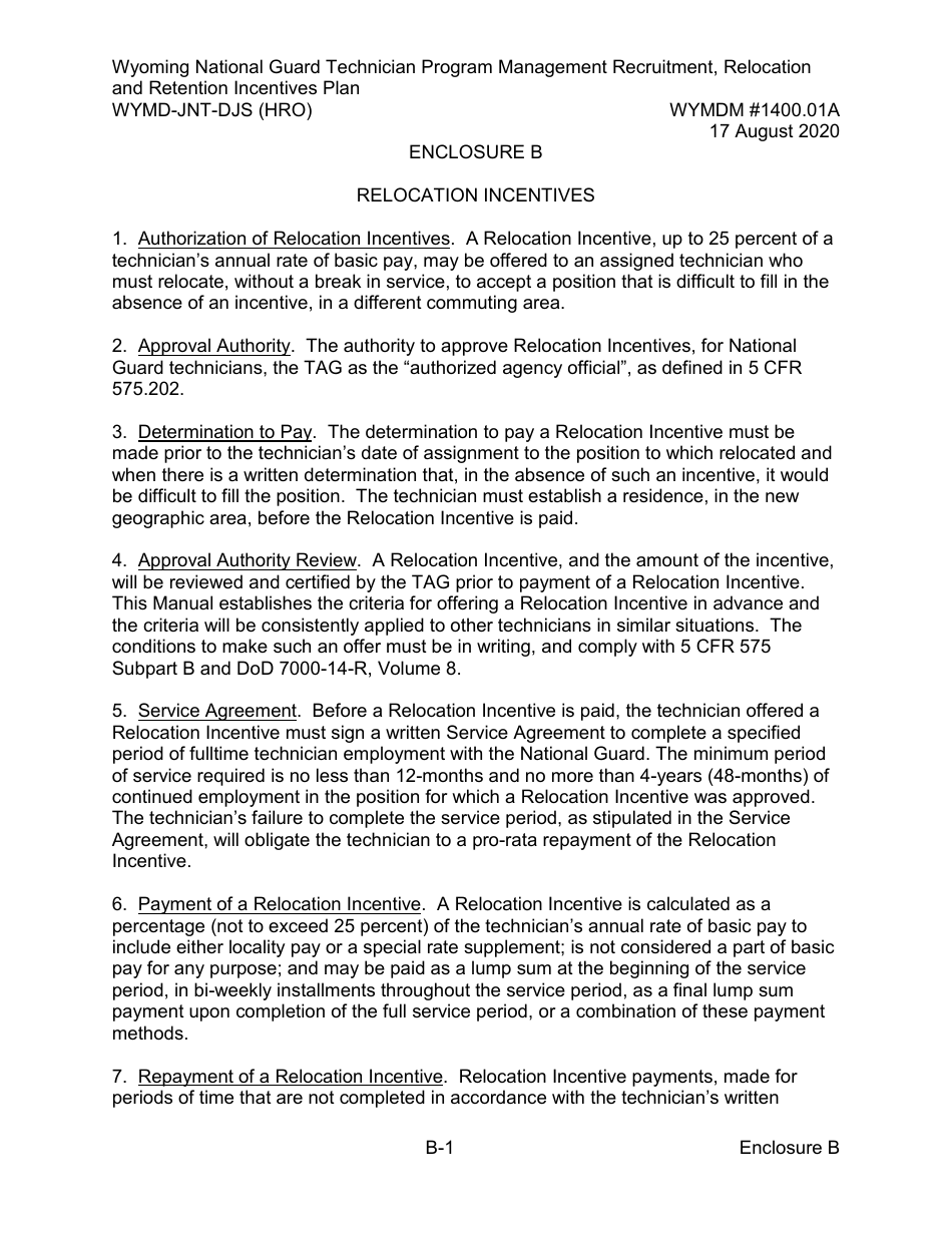Form WYMD-JNT-DJS (HRO) Technician Program Management Recruitment, Relocation and Retention Incentive Plan - Wyoming, Page 10