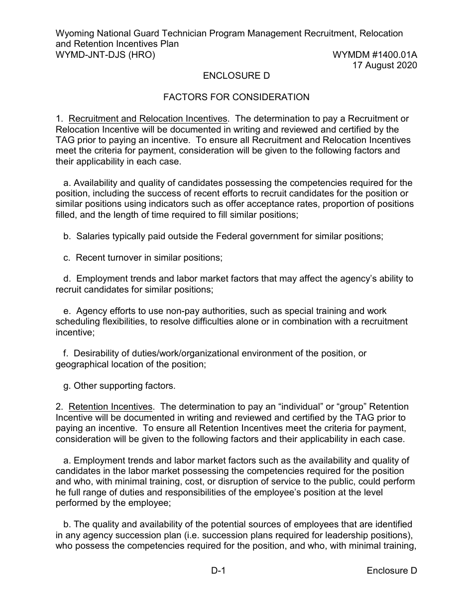 Form WYMD-JNT-DJS (HRO) Technician Program Management Recruitment, Relocation and Retention Incentive Plan - Wyoming, Page 15