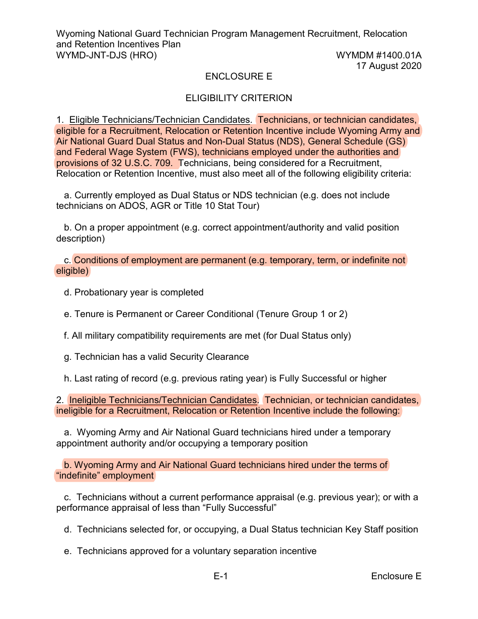 Form WYMD-JNT-DJS (HRO) Technician Program Management Recruitment, Relocation and Retention Incentive Plan - Wyoming, Page 17