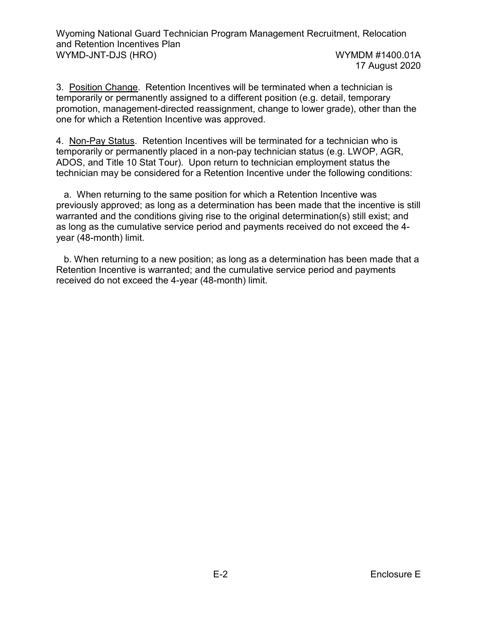 Form WYMD-JNT-DJS (HRO) Technician Program Management Recruitment, Relocation and Retention Incentive Plan - Wyoming, Page 18