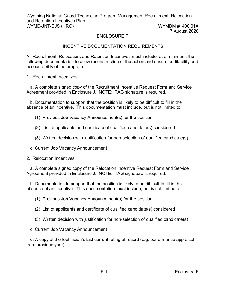 Form WYMD-JNT-DJS (HRO) Technician Program Management Recruitment, Relocation and Retention Incentive Plan - Wyoming, Page 20