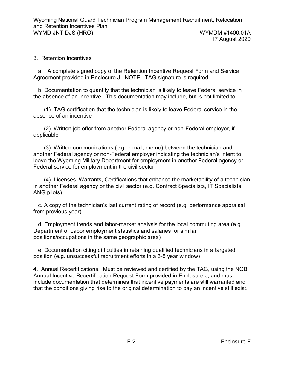 Form WYMD-JNT-DJS (HRO) Technician Program Management Recruitment, Relocation and Retention Incentive Plan - Wyoming, Page 21
