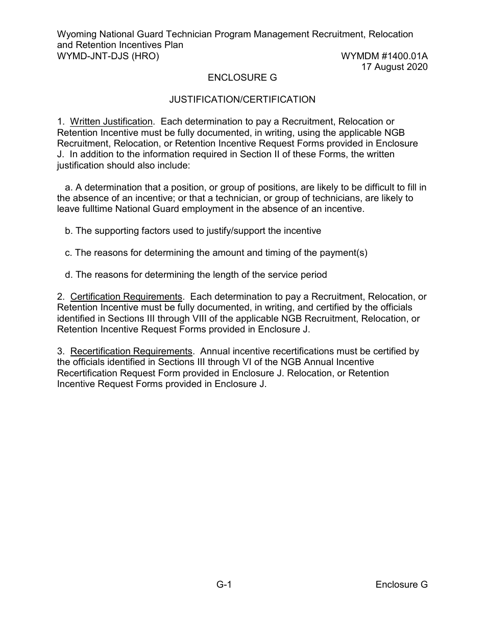 Form WYMD-JNT-DJS (HRO) Technician Program Management Recruitment, Relocation and Retention Incentive Plan - Wyoming, Page 22