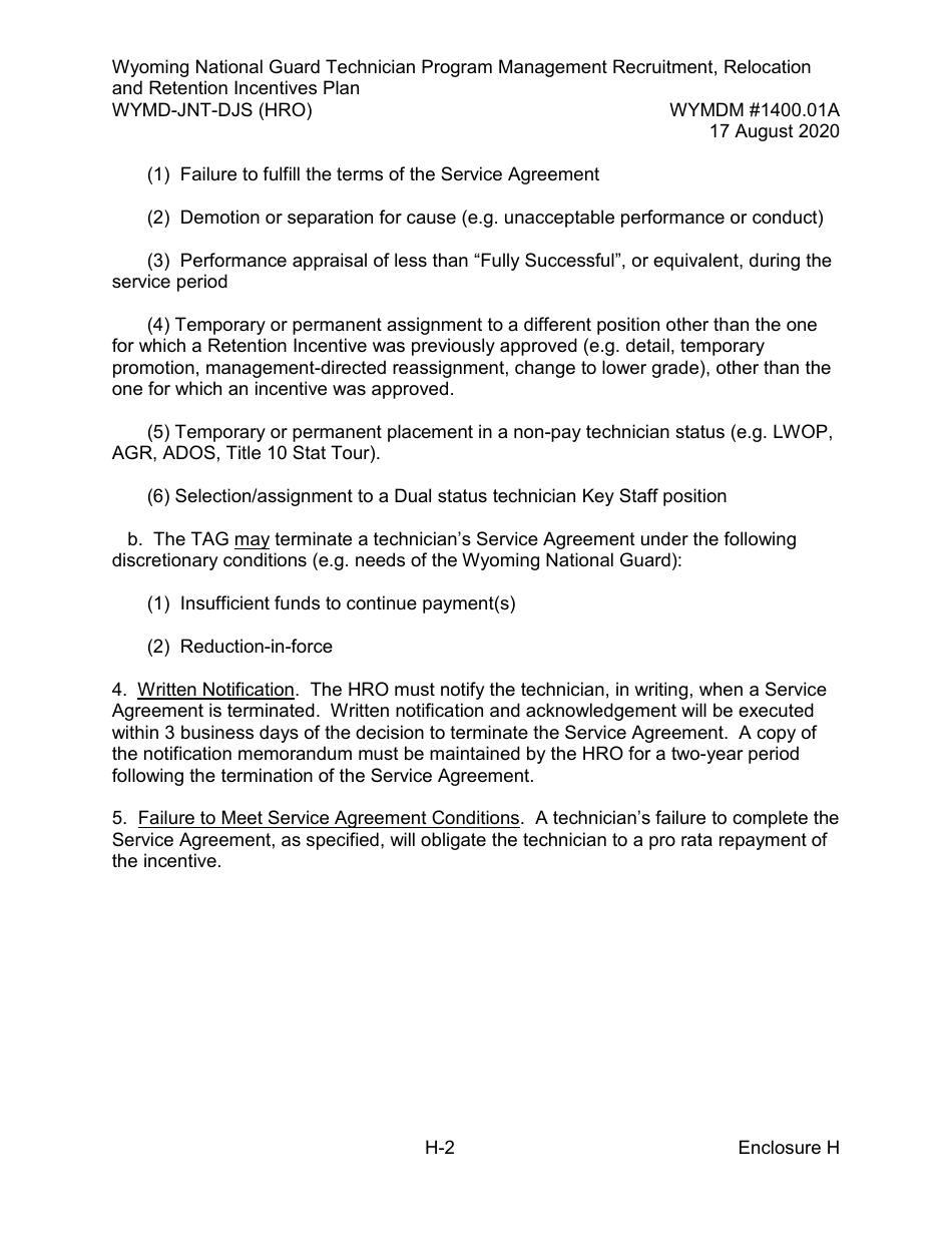 Form WYMD-JNT-DJS (HRO) Technician Program Management Recruitment, Relocation and Retention Incentive Plan - Wyoming, Page 24
