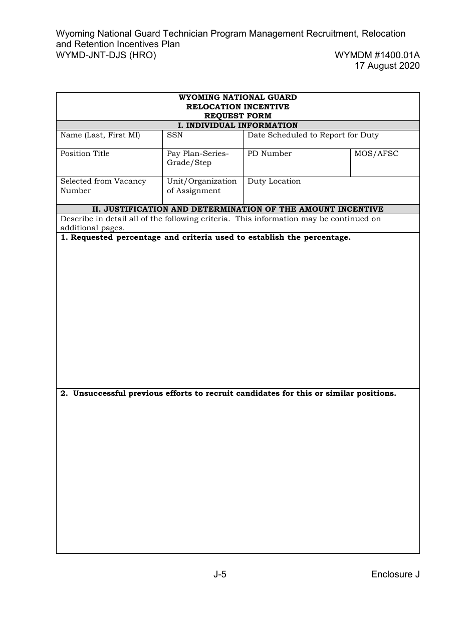 Form WYMD-JNT-DJS (HRO) Technician Program Management Recruitment, Relocation and Retention Incentive Plan - Wyoming, Page 31
