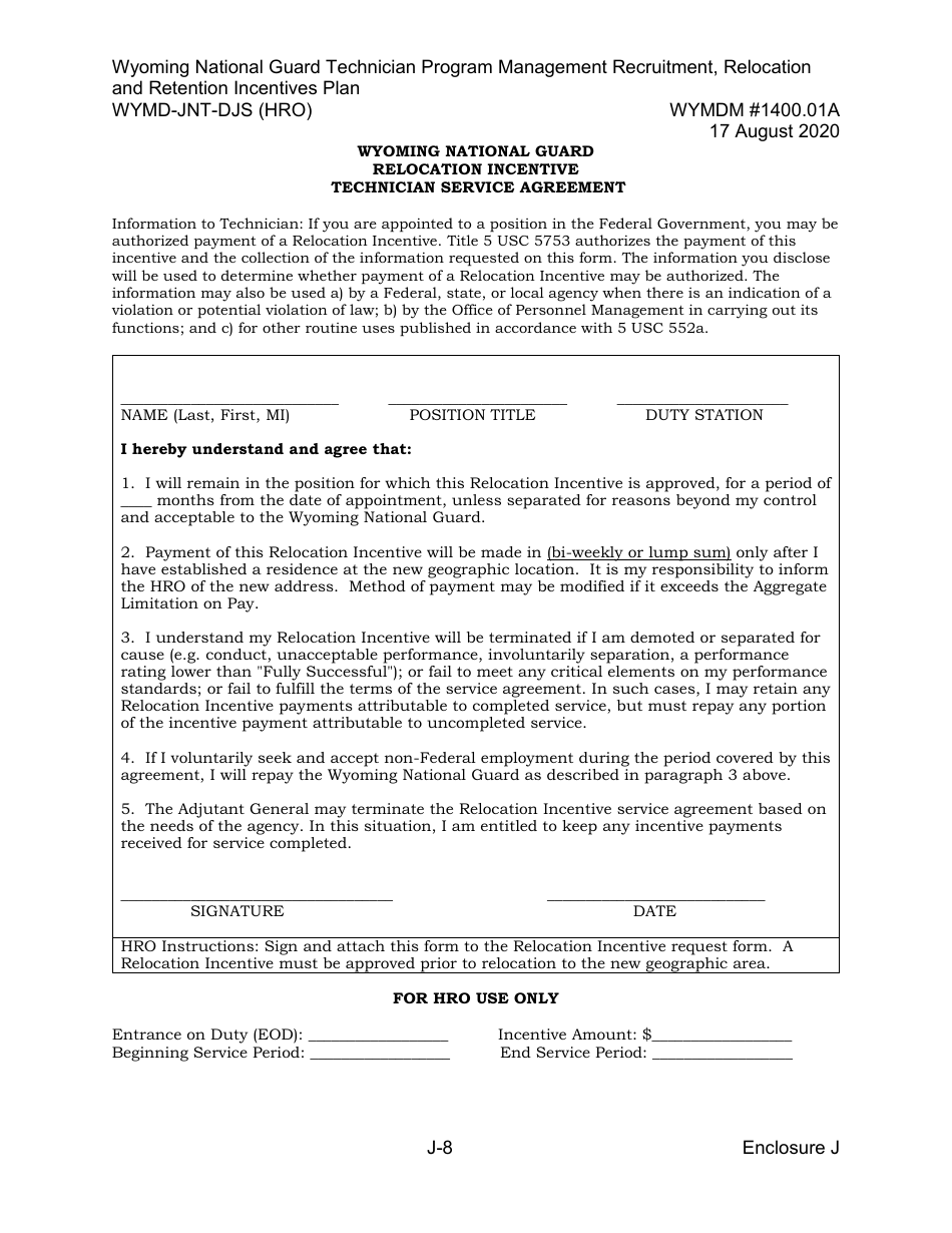 Form WYMD-JNT-DJS (HRO) Technician Program Management Recruitment, Relocation and Retention Incentive Plan - Wyoming, Page 34