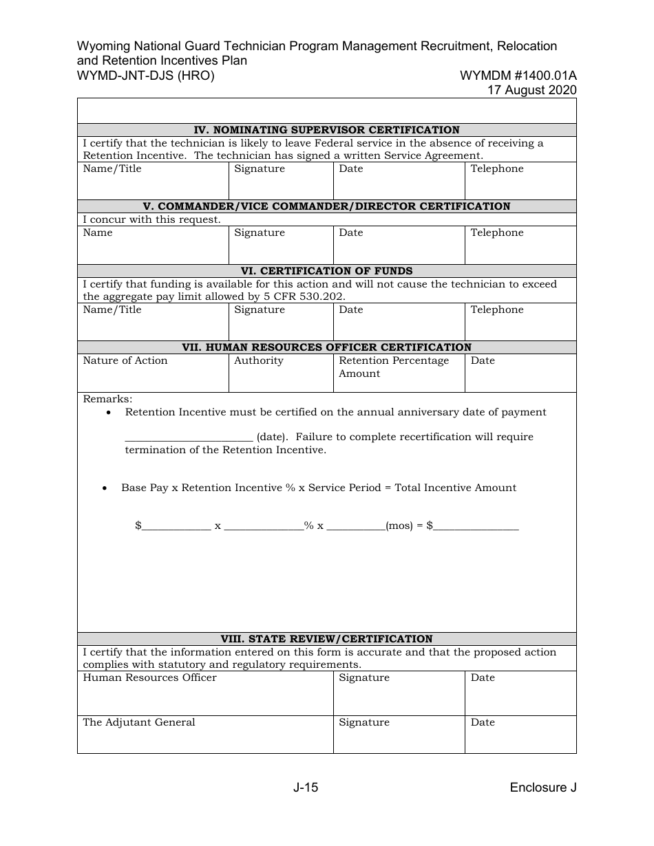 Form WYMD-JNT-DJS (HRO) Technician Program Management Recruitment, Relocation and Retention Incentive Plan - Wyoming, Page 41
