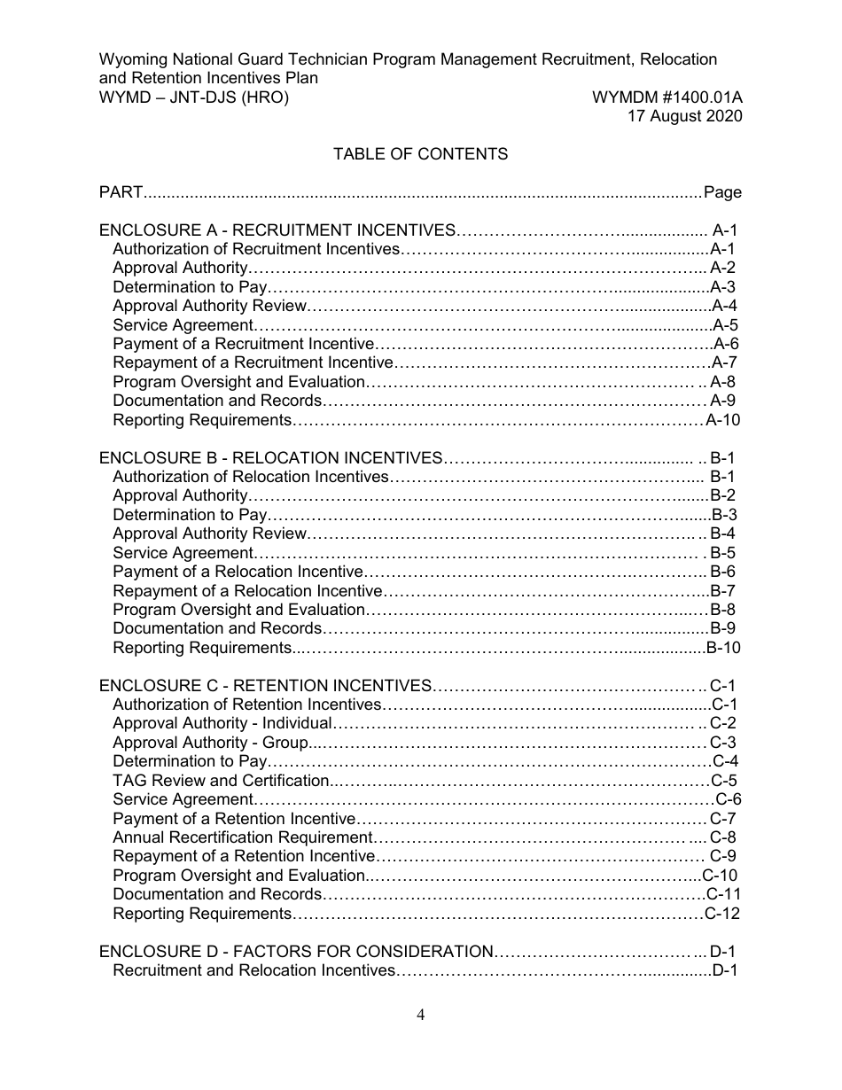 Form WYMD-JNT-DJS (HRO) Technician Program Management Recruitment, Relocation and Retention Incentive Plan - Wyoming, Page 4