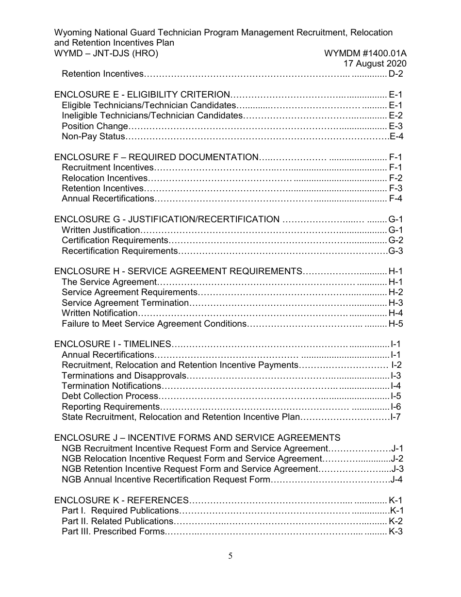 Form WYMD-JNT-DJS (HRO) Technician Program Management Recruitment, Relocation and Retention Incentive Plan - Wyoming, Page 5