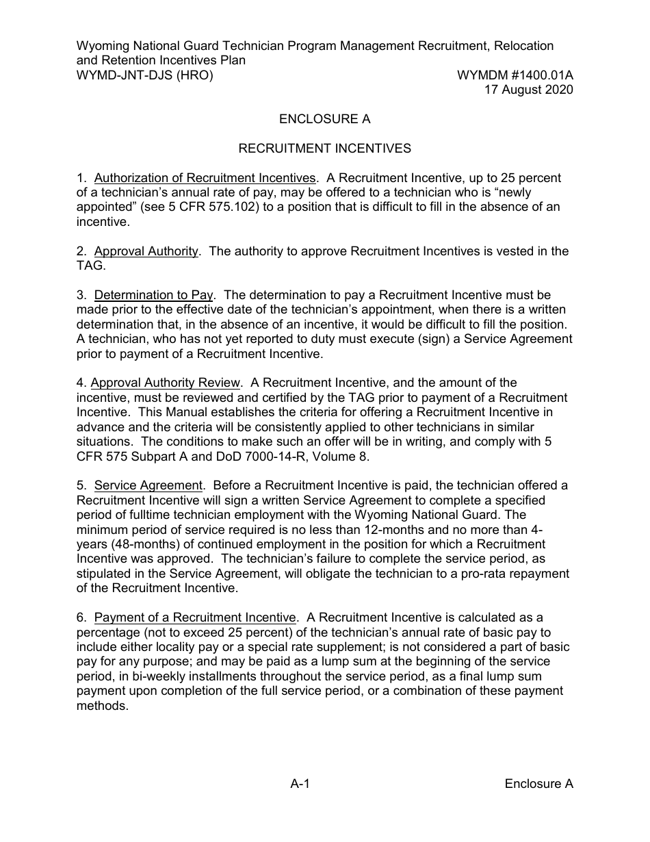 Form WYMD-JNT-DJS (HRO) Technician Program Management Recruitment, Relocation and Retention Incentive Plan - Wyoming, Page 7