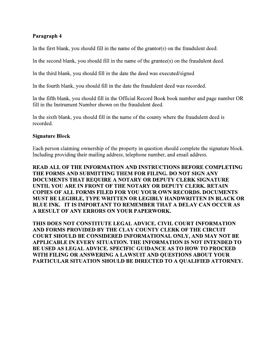 Complaint to Quiet Title (Forged Deed) - Clay County, Florida, Page 3