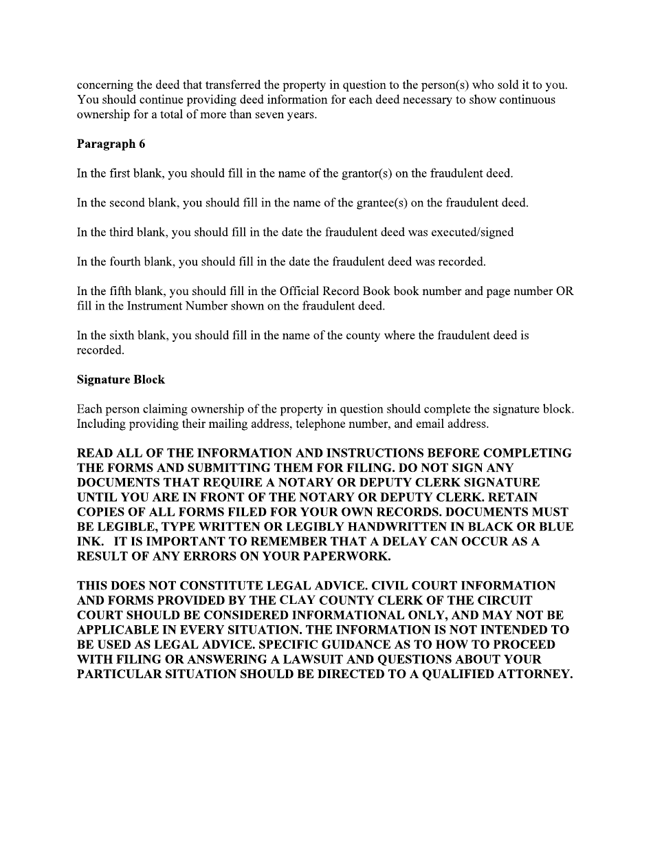 Complaint to Quiet Title (Wild Deed) - Clay County, Florida, Page 3