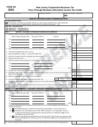 Document preview: Form 329 Pass-Through Business Alternative Income Tax Credit - New Jersey, 2023