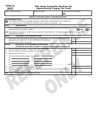 Form 330 Apprenticeship Program Tax Credit - New Jersey