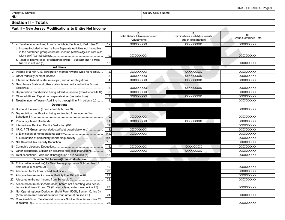 Form CBT-100U New Jersey Corporation Business Tax Unitary Return - New Jersey, Page 10