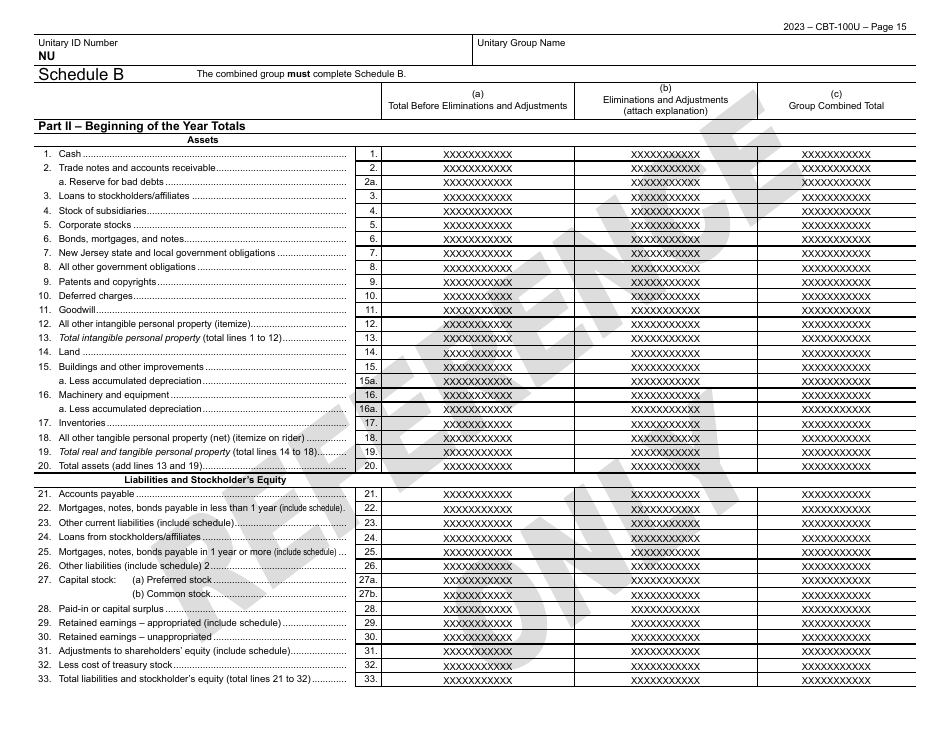Form CBT-100U New Jersey Corporation Business Tax Unitary Return - New Jersey, Page 16