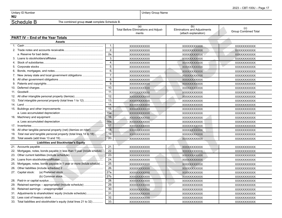 Form CBT-100U New Jersey Corporation Business Tax Unitary Return - New Jersey, Page 18