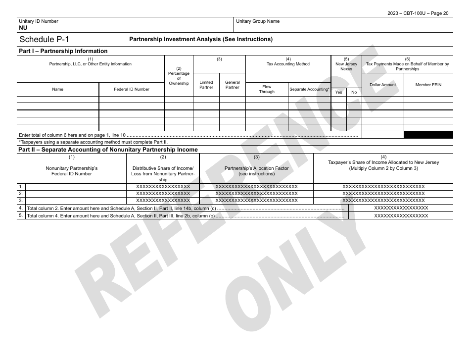 Form CBT-100U New Jersey Corporation Business Tax Unitary Return - New Jersey, Page 21