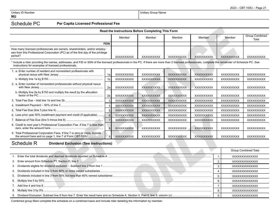 Form CBT-100U New Jersey Corporation Business Tax Unitary Return - New Jersey, Page 22