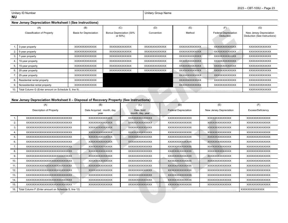 Form CBT-100U New Jersey Corporation Business Tax Unitary Return - New Jersey, Page 24