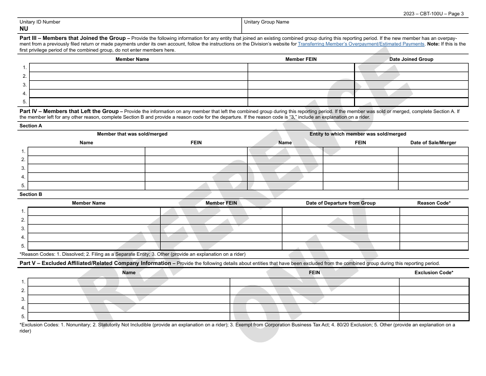 Form CBT-100U New Jersey Corporation Business Tax Unitary Return - New Jersey, Page 4