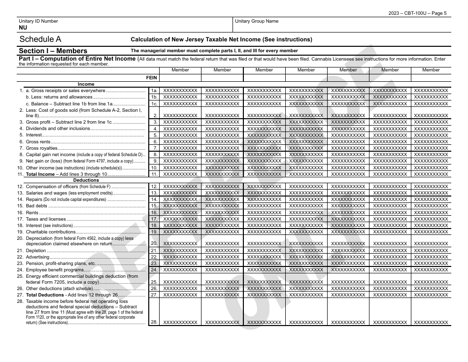 Form CBT-100U New Jersey Corporation Business Tax Unitary Return - New Jersey, Page 6