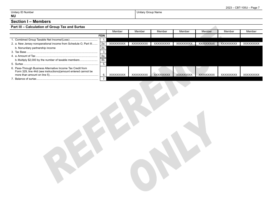 Form CBT-100U New Jersey Corporation Business Tax Unitary Return - New Jersey, Page 8