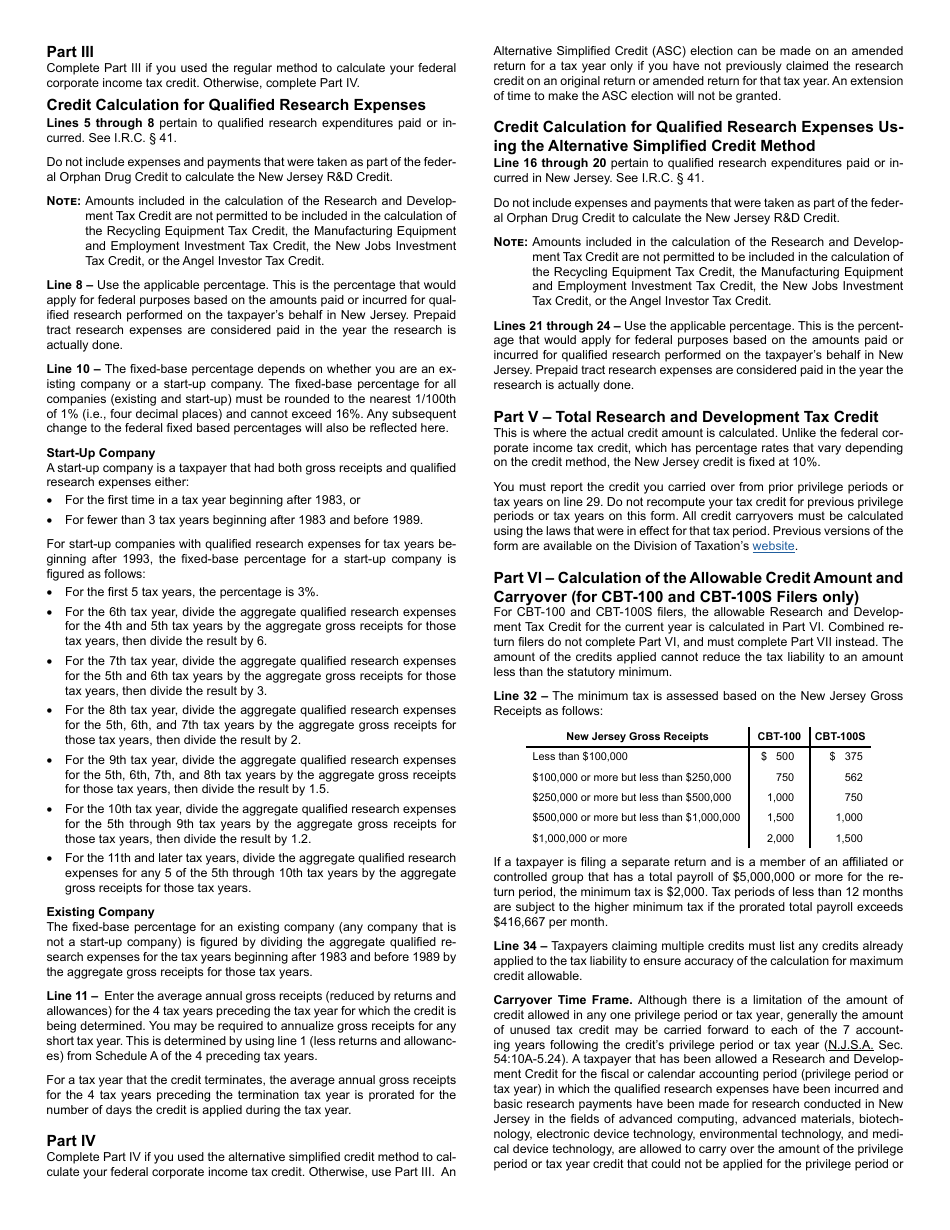 Form 306 Research and Development Tax Credit - New Jersey, Page 5