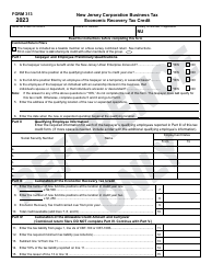 Document preview: Form 313 Economic Recovery Tax Credit - New Jersey, 2023