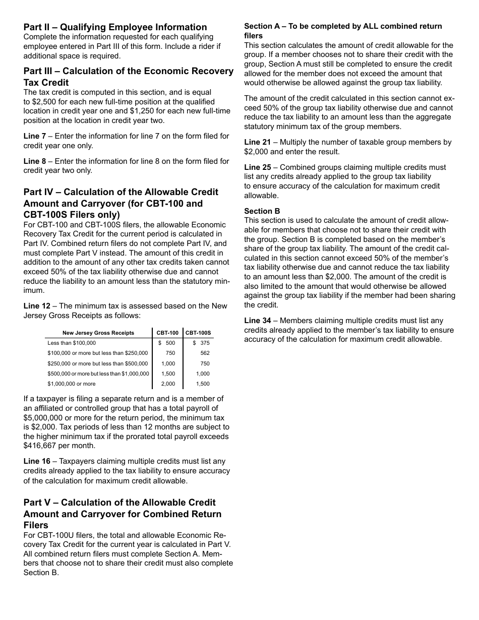Form 313 Economic Recovery Tax Credit - New Jersey, Page 4