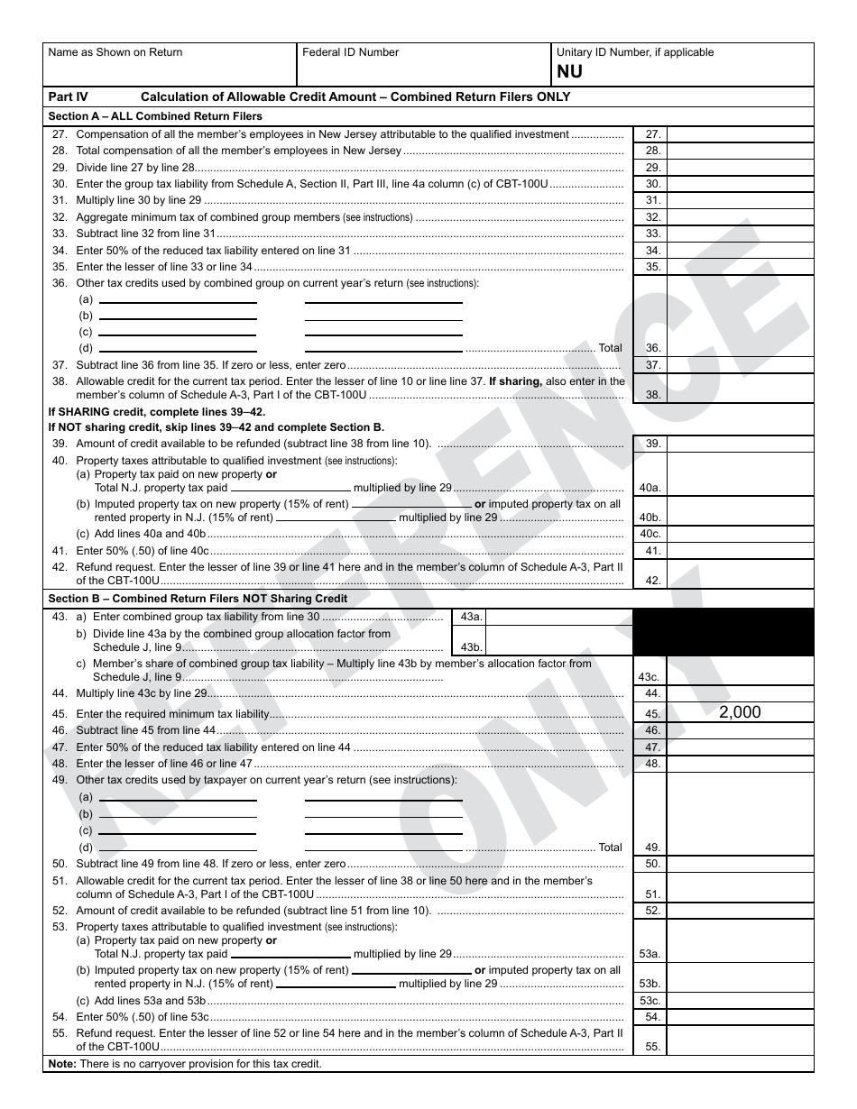 Form 304 New Jobs Investment Tax Credit - New Jersey, Page 3