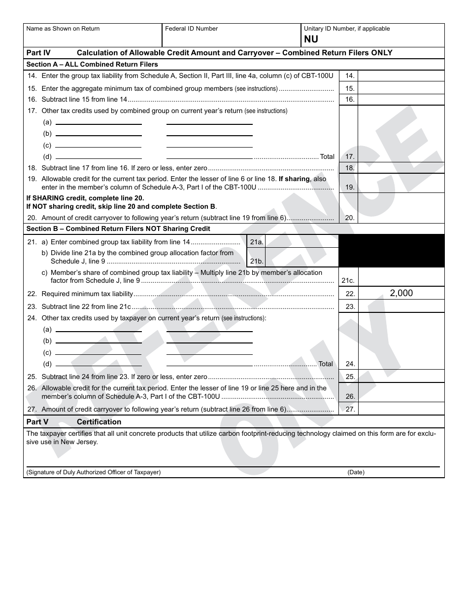 Form 335 Unit Concrete Products Tax Credit - New Jersey, Page 2