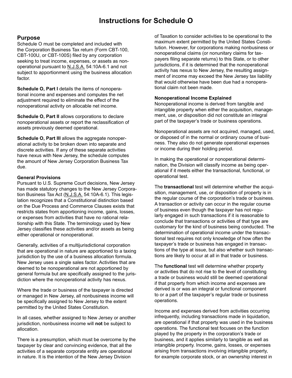 Schedule O Nonoperational Activity - New Jersey, Page 4