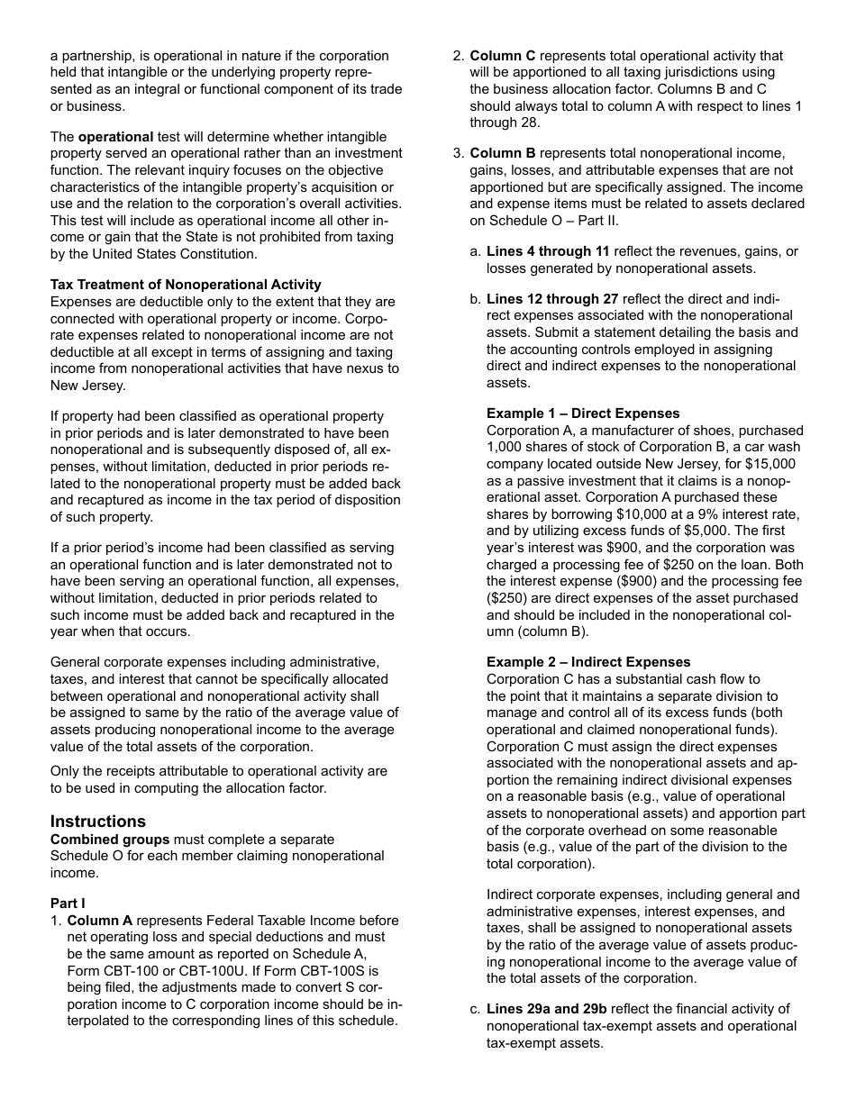 Schedule O Nonoperational Activity - New Jersey, Page 5