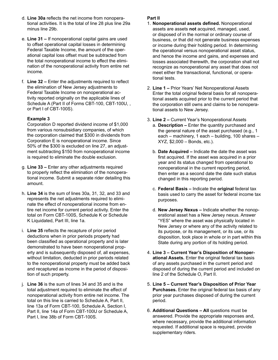 Schedule O Nonoperational Activity - New Jersey, Page 6