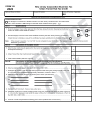 Document preview: Form 319 Urban Transit Hub Tax Credit - New Jersey, 2023