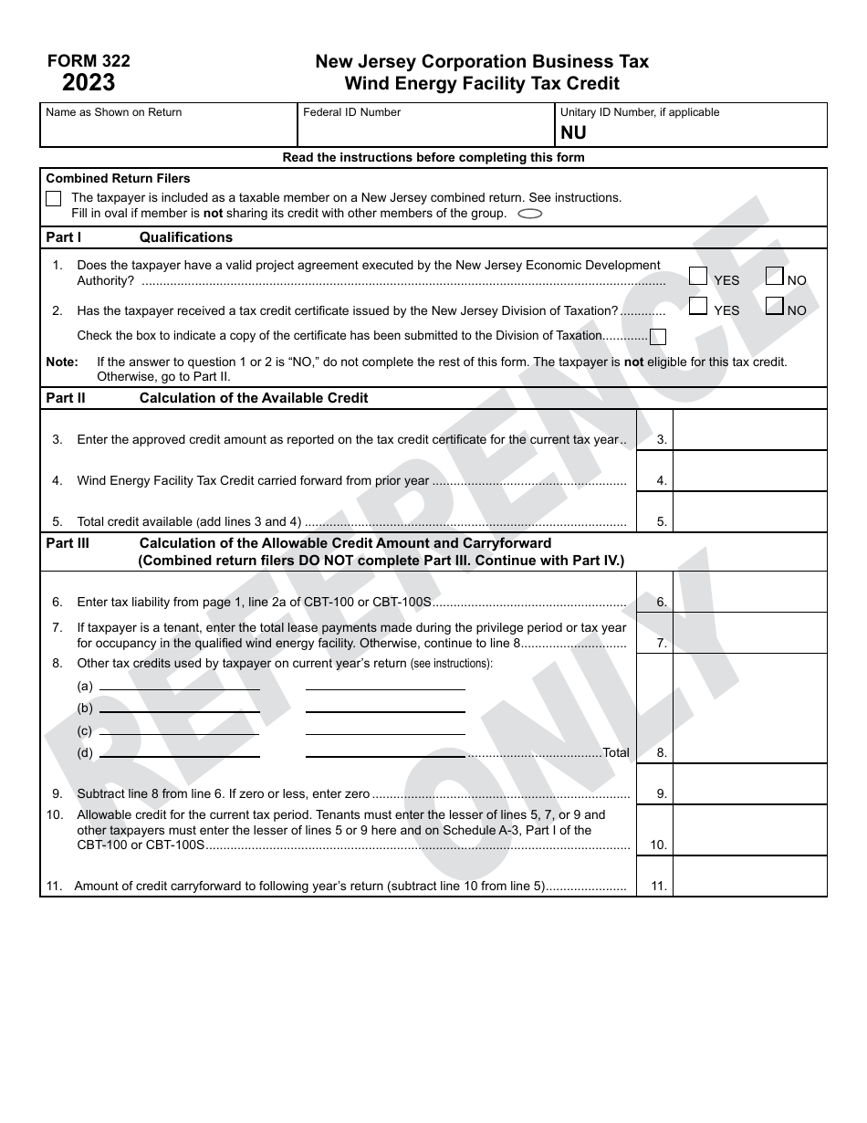 Section 322 Form.pdf Form 322 Download Printable PDF or Fill Online Wind Energy Facility Tax ...
