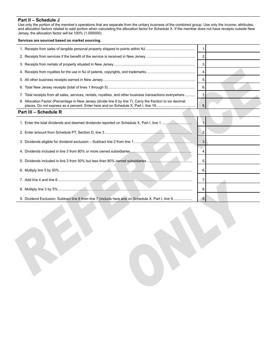 Schedule X Members Taxable Income From Sources Other Than the Unitary Business of the Combined Group - New Jersey, Page 2