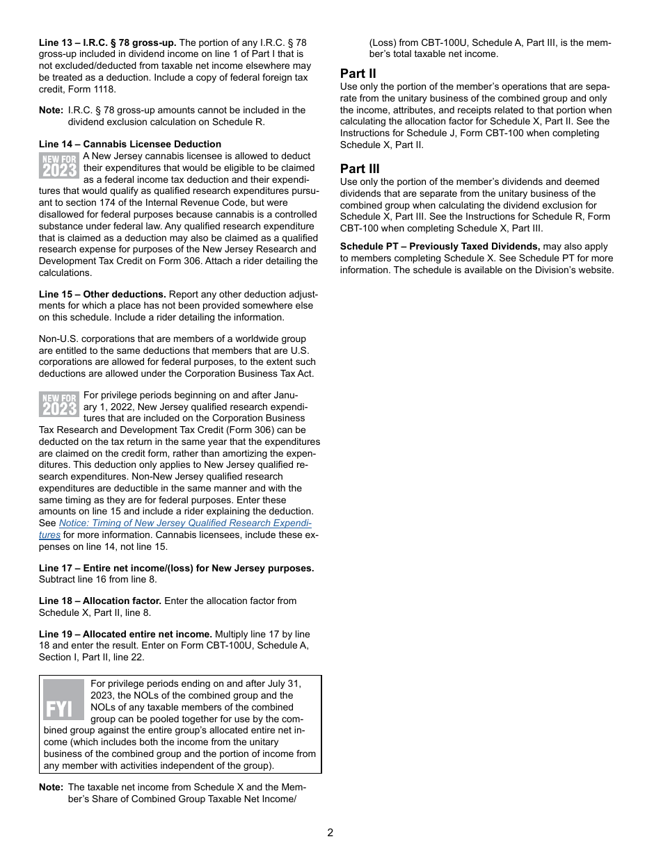 Schedule X Members Taxable Income From Sources Other Than the Unitary Business of the Combined Group - New Jersey, Page 4