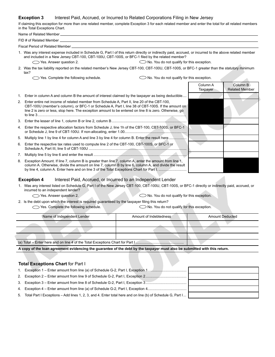 Schedule G-2 Download Printable PDF or Fill Online Claim for Exceptions ...