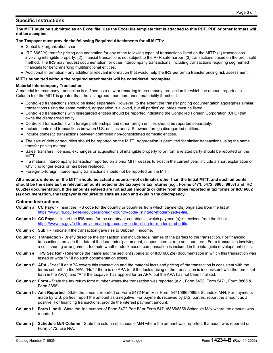 IRS Form 14234-B Material Intercompany Transactions Template (Mitt), Page 3