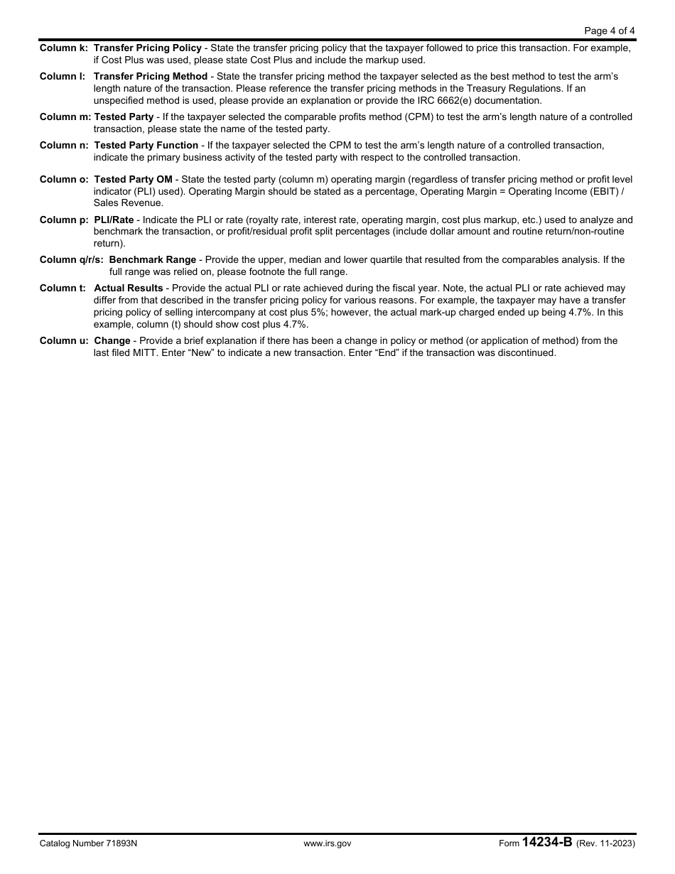 IRS Form 14234-B Material Intercompany Transactions Template (Mitt), Page 4