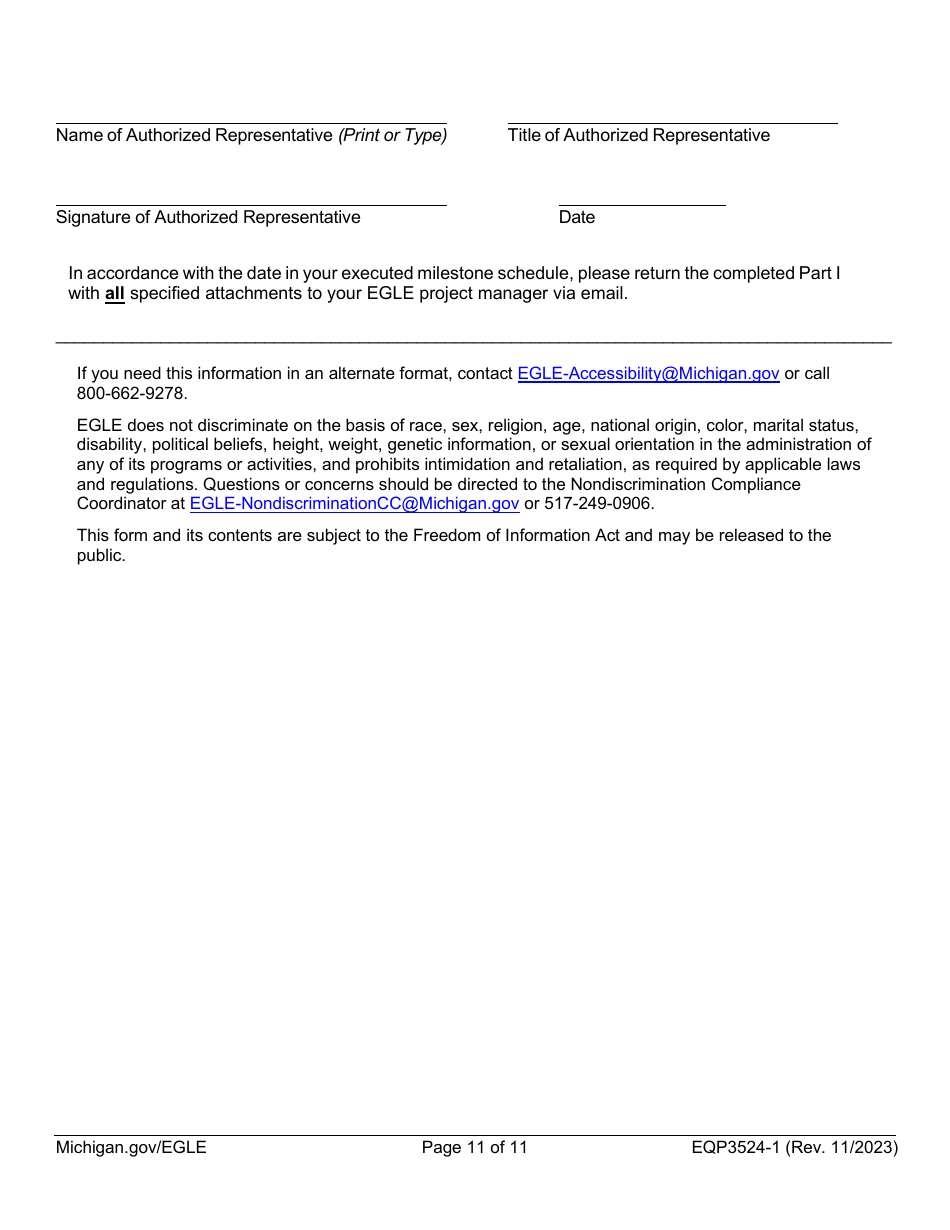 Form EQP3524 Part 1 Clean Water State Revolving Fund (Cwsrf) and Strategic Water Quality Initiatives Fund (Swqif) Loan Application - Michigan, Page 11