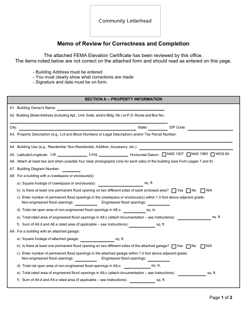 Memo of Review for Correctness and Completion Download Pdf