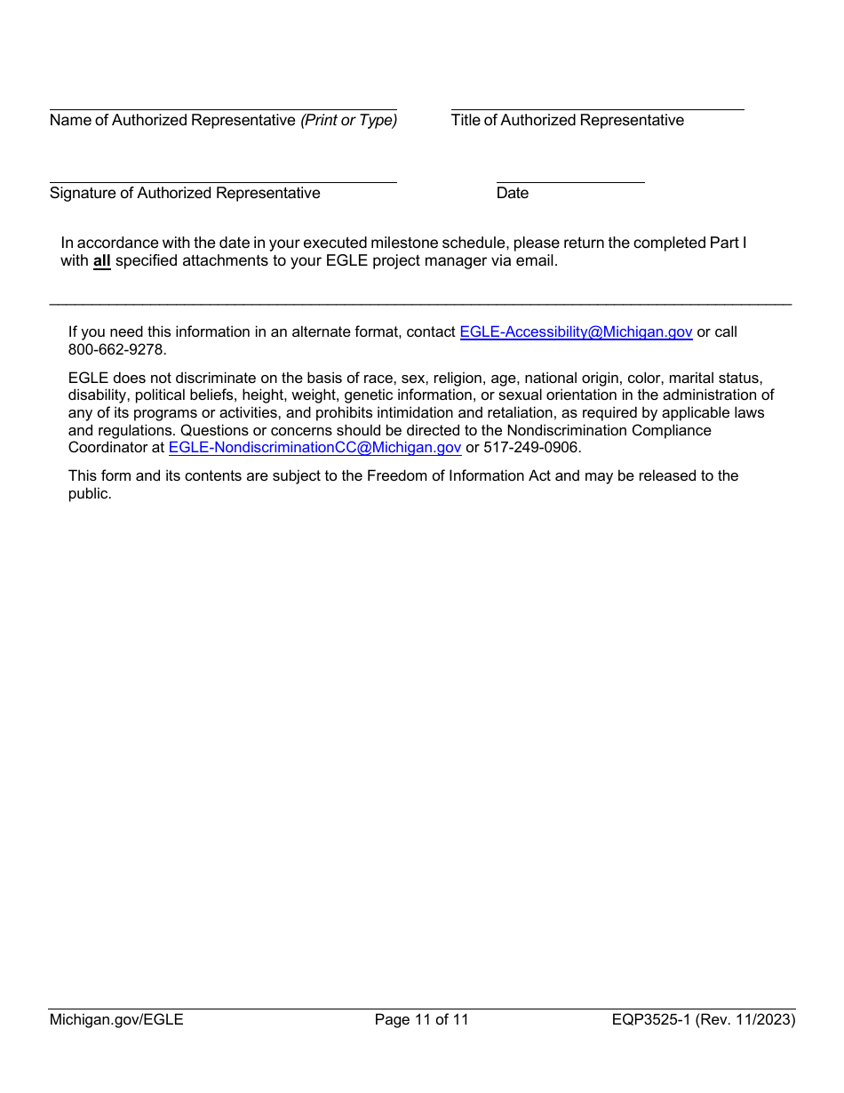 Form EQP3525 Part 1 Drinking Water State Revolving Fund (Dwsrf) Loan Application - Michigan, Page 11