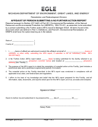 Form EQP4031 Affidavit of Person Submitting a No Further Action Report - Michigan