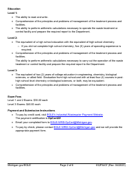 Form EQP3407 Application for Industrial/Commercial Wastewater Treatment Plant Operator Certification - Michigan, Page 2